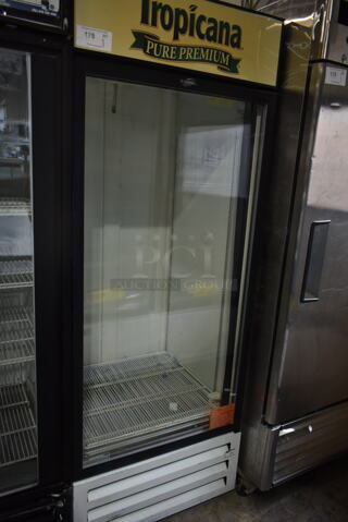 Cornelius Metal Commercial Single Door Reach In Cooler Merchandiser w/ Poly Coated Racks. 115 Volts, 1 Phase. Tested and Working!