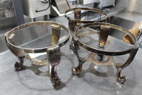 3 Metal Round Chafing Dish Frames. 3 Times Your Bid!