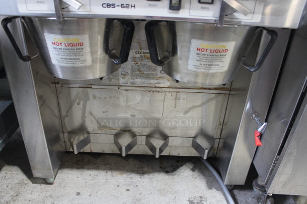 Fetco CBS-62H Stainless Steel Commercial Countertop Double Coffee Machine w/ Hot Water Dispenser, 2 Satellite Servers and 2 Metal Brew Baskets. 120/208-240 Volts, 1 Phase.  - Image 3 of 12