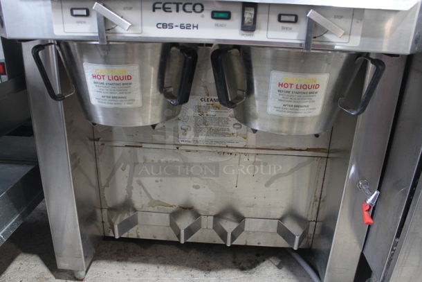 Fetco CBS-62H Stainless Steel Commercial Countertop Double Coffee Machine w/ Hot Water Dispenser, 2 Satellite Servers and 2 Metal Brew Baskets. 120/208-240 Volts, 1 Phase.  - Image 4 of 12