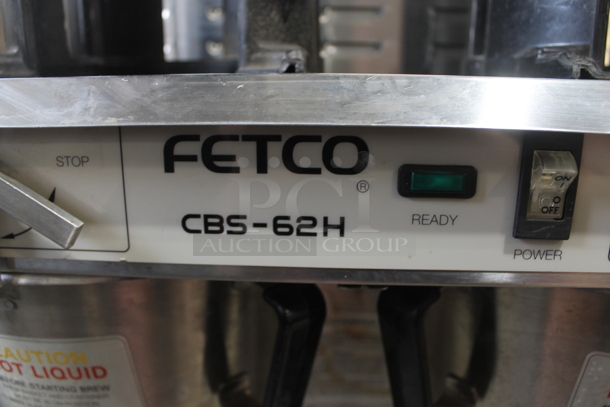 Fetco CBS-62H Stainless Steel Commercial Countertop Double Coffee Machine w/ Hot Water Dispenser, 2 Satellite Servers and 2 Metal Brew Baskets. 120/208-240 Volts, 1 Phase.  - Image 8 of 12
