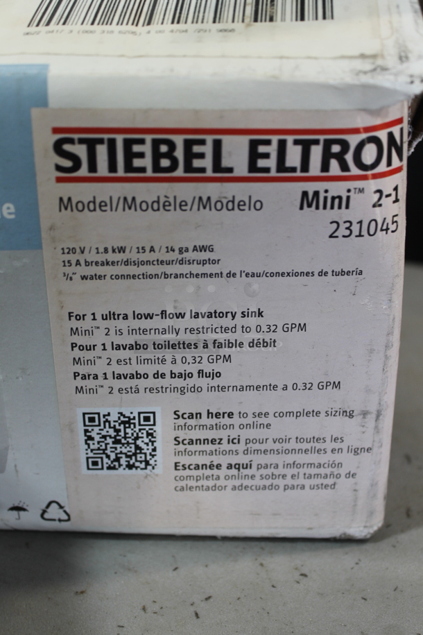 IN ORIGINAL BOX! Stiebel Eltron Mini 2-1 231045 Tankless Electric Water Heater.  - Image 3 of 4