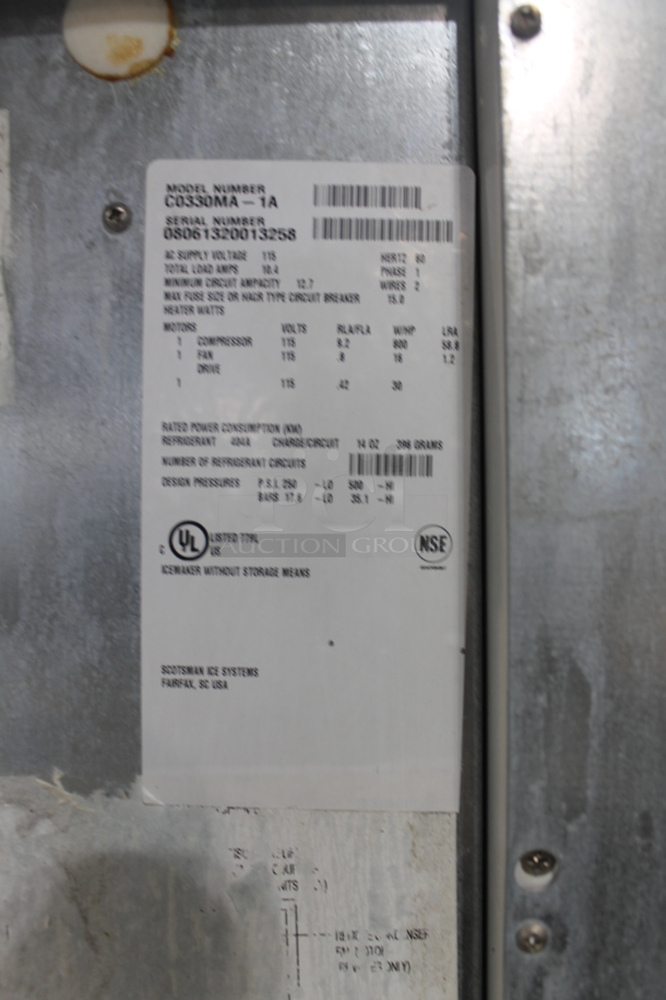 Scotsman C0330MA-1A Prodigy Stainless Steel Commercial Ice Machine Head on Ice-O-Matic B55PSB Commercial Bin. 115 Volts, 1 Phase.  - Image 4 of 5