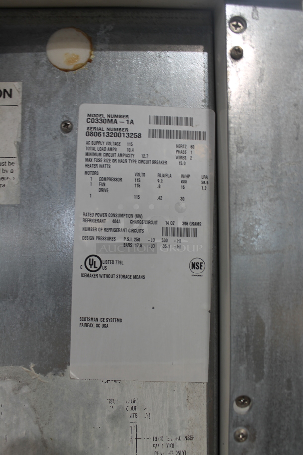 Scotsman C0330MA-1A Prodigy Stainless Steel Commercial Ice Machine Head on Ice-O-Matic B55PSB Commercial Bin. 115 Volts, 1 Phase.  - Image 5 of 5