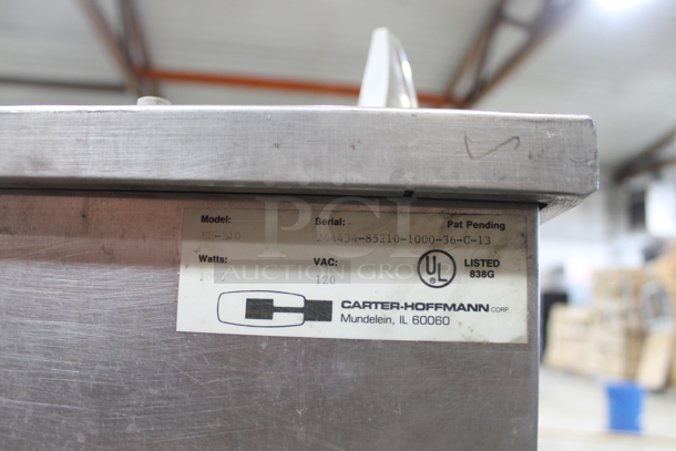 Carter Hoffmann UH-210 Stainless Steel Commercial Floor Style 2 Well Plate Return on Commercial Casters. 120 Volts, 1 Phase. Tested and Working! - Image 5 of 5
