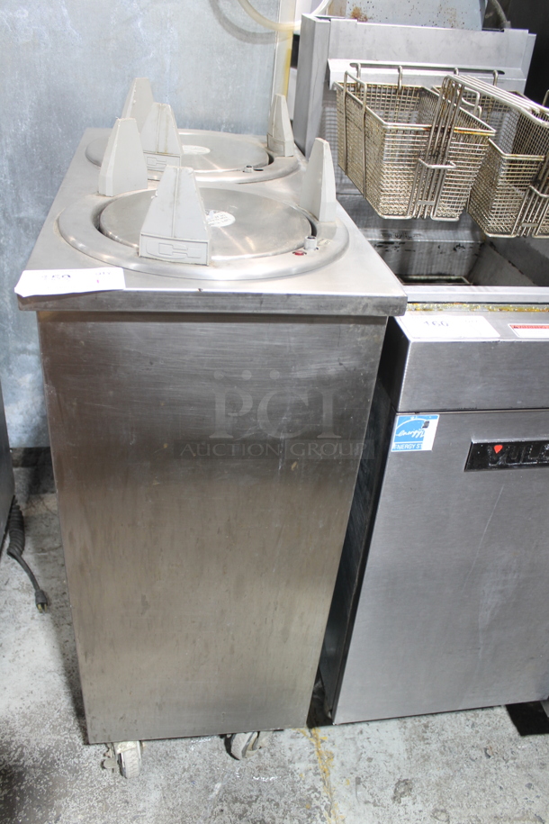Carter Hoffmann UH-210 Stainless Steel Commercial Floor Style 2 Well Plate Return on Commercial Casters. 120 Volts, 1 Phase. Tested and Working! - Image 1 of 5
