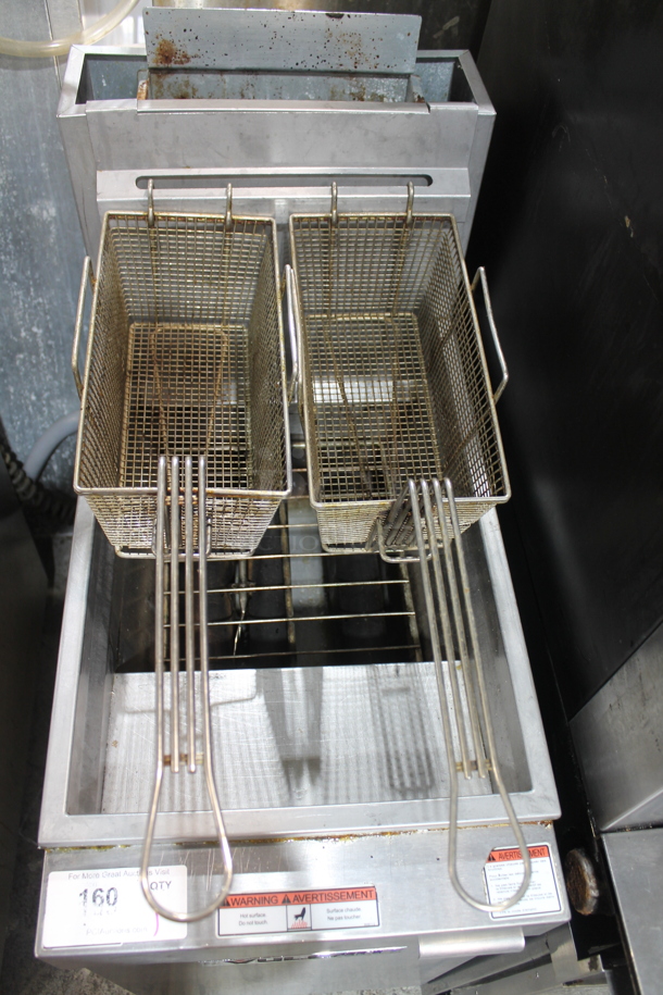 Vulcan 1VEG35M-1 Stainless Steel Commercial Floor Style Natural Gas Powered Deep Fat Fryer w/ 2 Metal Fry Baskets. 69,000 BTU.  - Image 2 of 5