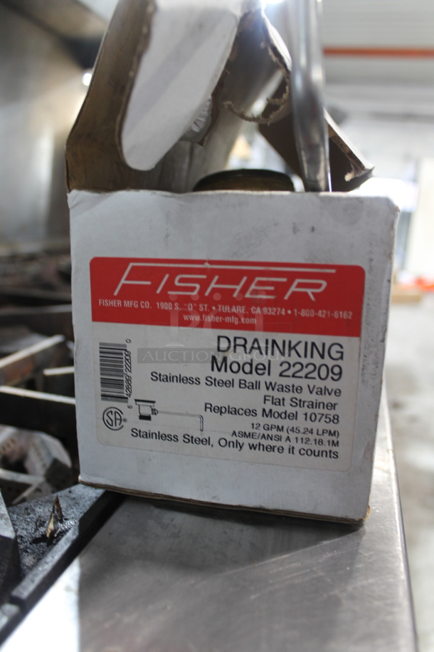 IN ORIGINAL BOX! Fisher 22209 Drainking Stainless Steel Ball Waste Valve Flat Strainer.  - Image 2 of 2