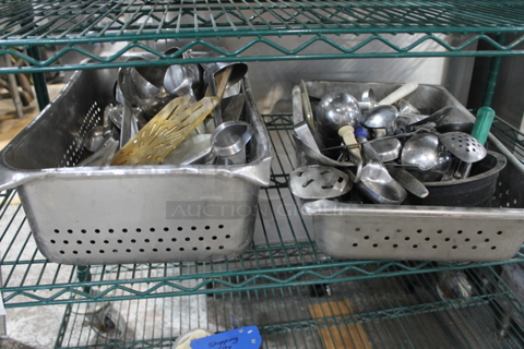 ALL ONE MONEY! Lot of 2 Bins of Utensils Including Serving Spoons and Scoopers