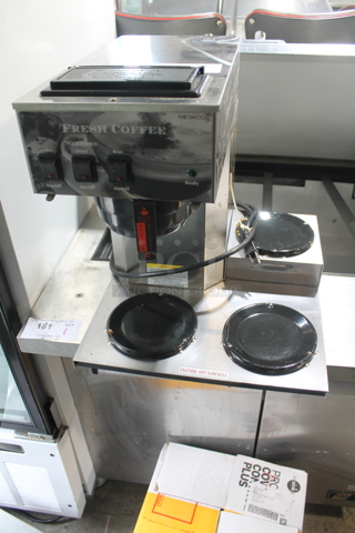 APW Wyott BT 15  Stainless Steel Commercial Countertop 3 Burner Coffee Machine w/ Poly Brew Basket. 120 Volts, 1 Phase. 