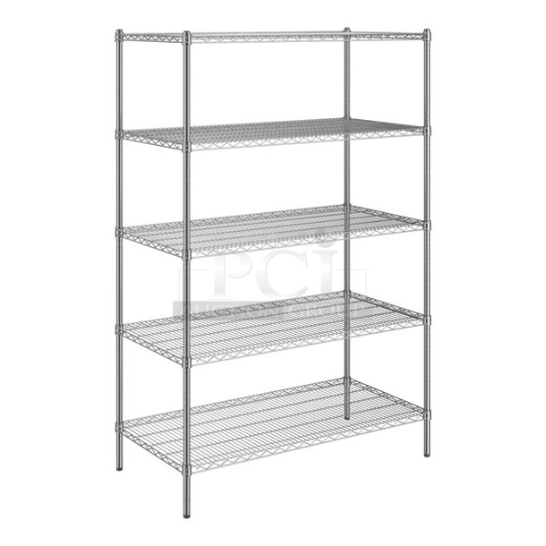 BRAND NEW SCRATCH AND DENT! Steelton 465C2448KE5 24" x 48" NSF Chrome 5-Shelf Kit with 72" Posts - Image 1 of 4