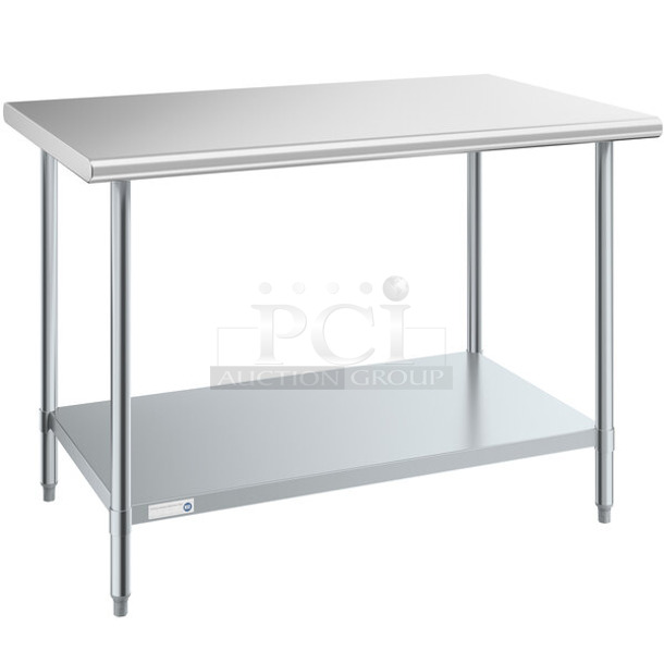 BRAND NEW SCRATCH AND DENT! Steelton 522ETSG3048 30" x 48" 18 Gauge 430 Stainless Steel Work Table with Undershelf - Image 1 of 3