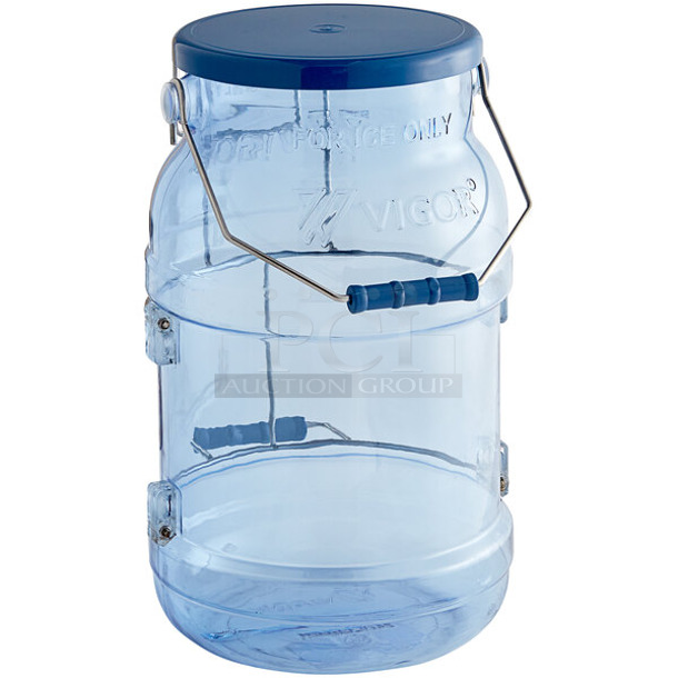 4 BRAND NEW SCRATCH AND DENT! Vigor 247ICEB6BH 6 Gallon Blue Polycarbonate Ice Tote with Lid and Hanger. 4 Times Your Bid! - Image 1 of 3