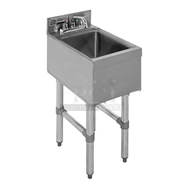 BRAND NEW SCRATCH AND DENT! Advance Tabco CR-HS-12 Stainless Steel Underbar Hand Sink with Deck Mount Faucet - 12" x 21" - Image 1 of 5