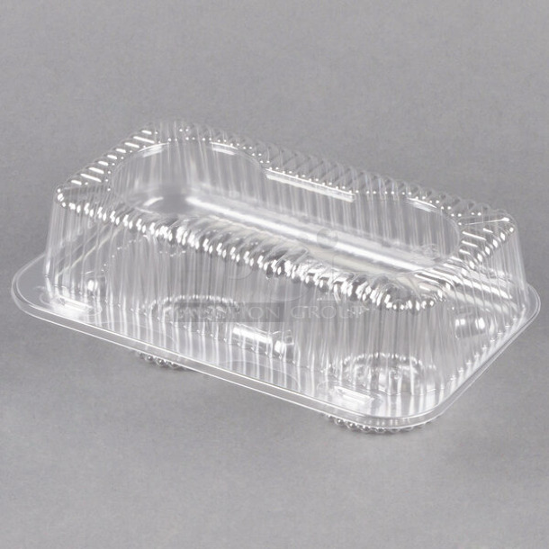 BRAND NEW SCRATCH AND DENT! Polar Pak 2126 2 Compartment Hinged Clear Muffin Takeout Container - 250/Case - Image 1 of 3