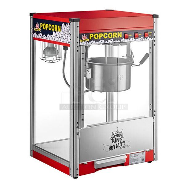 BRAND NEW SCRATCH AND DENT! Carnival King 382PM50NR Royalty Series 12 oz. Red Commercial Popcorn Machine / Popper. 120 Volts, 1 Phase.  - Image 1 of 2