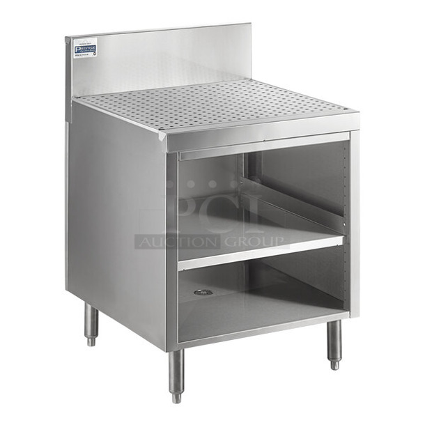 BRAND NEW SCRATCH AND DENT! Advance Tabco Prestige PRSCO-19-24-M Open Stainless Steel Drainboard Cabinet with Shelf - 24" x 25" - Image 1 of 3