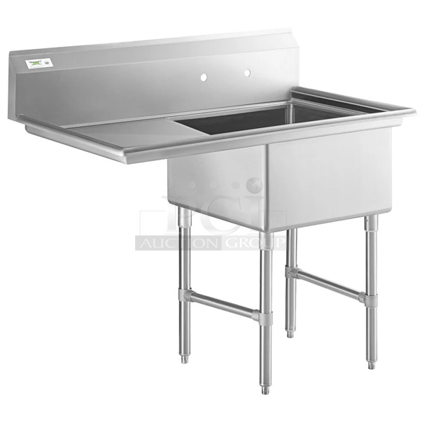 BRAND NEW SCRATCH AND DENT! Regency 600S1232324L Stainless Steel Single Bay Sink w/ Left Side Drain Board.  - Image 1 of 4