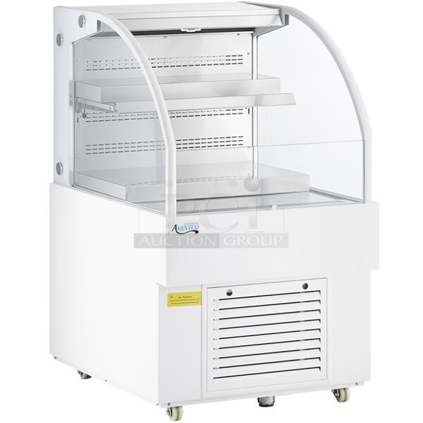 BRAND NEW SCRATCH AND DENT! 2022 Avantco 224WHAC28 Stainless Steel Commercial Floor Style Open Grab N Go Merchandiser. 115 Volts, 1 Phase. Tested and Powers On But Does Not Get Cold - Image 1 of 5