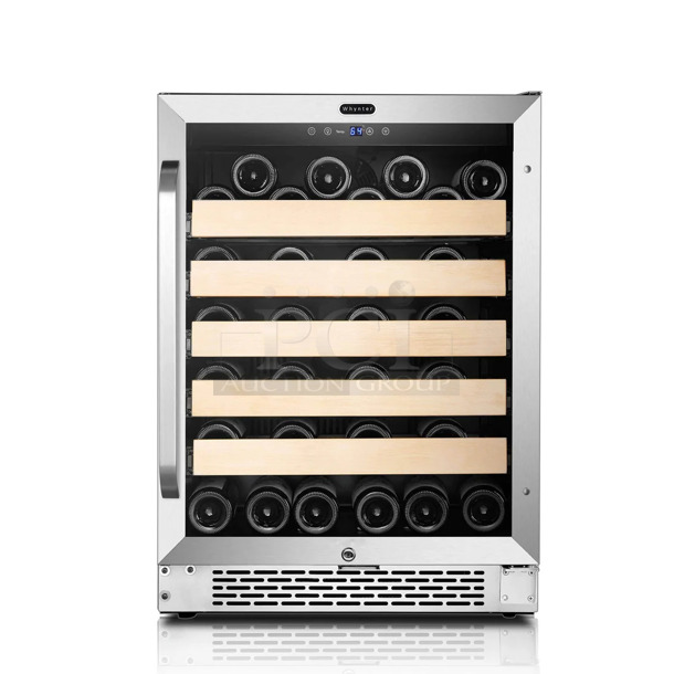 BRAND NEW SCRATCH AND DENT! Whynter BWR-541STS Metal Commercial 24" 54 Bottle Wine Cooler Merchandiser. 115 Volts, 1 Phase. Tested and Working! - Image 1 of 7