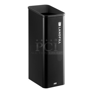 BRAND NEW SCRATCH AND DENT! Rubbermaid Sustain 2078967 15 Gallon Black Single Stream Landfill Indoor Rectangular Waste Container