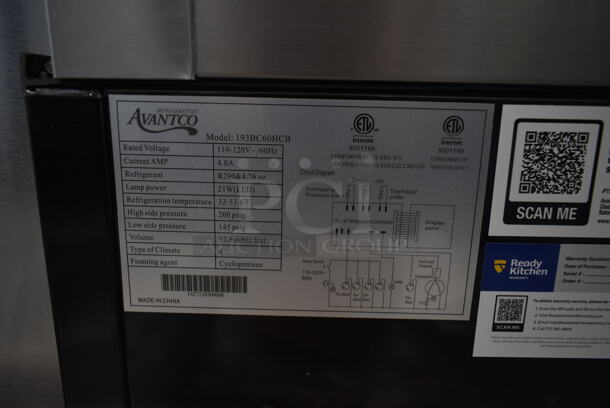 BRAND NEW SCRATCH AND DENT! Avantco 193BC60HCB Metal Commercial Floor Style Deli Display Case Merchandiser. See Pictures For Glass Damage. 110-120 Volts, 1 Phase. Tested and Working! - Image 5 of 5