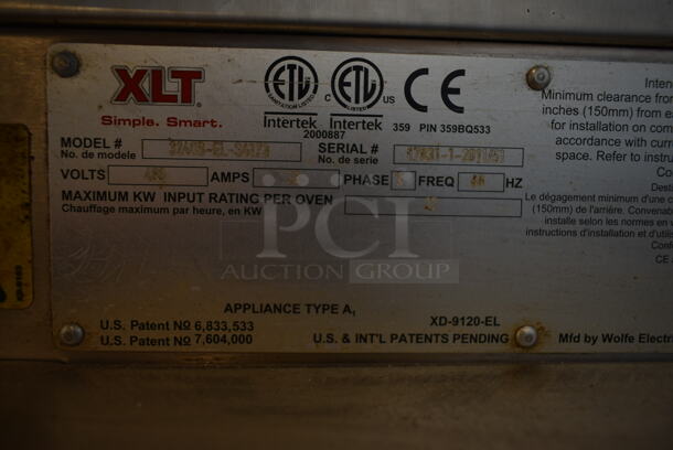 2 2017 XLT 3240B-EL-S4173 Stainless Steel Commercial Electric Powered Conveyor Pizza Ovens on Commercial Casters. 480 Volts, 3 Phase. 2 Times Your Bid! - Image 2 of 11