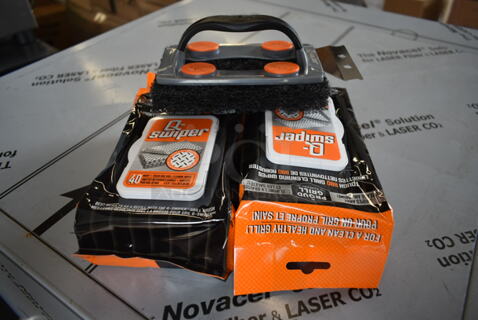 ALL ONE MONEY! Lot of 2 Bags of Q Swiper BBQ Grill Cleaning Wipes and Cleaning Brush