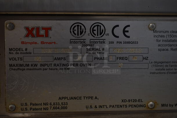 2 2017 XLT 3240B-EL-S4173 Stainless Steel Commercial Electric Powered Conveyor Pizza Ovens on Commercial Casters. 480 Volts, 3 Phase. 2 Times Your Bid! - Image 11 of 11