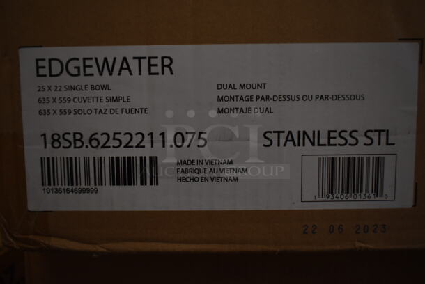 BRAND NEW SCRATCH AND DENT! American Standard 18SB.6252211.075 Edgewater 25" x 22" 18 Gauge Stainless Steel One Compartment Dual Mount ADA Sink - Image 3 of 4