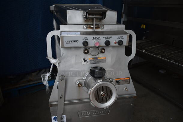 2014 Hobart MG2032 Metal Commercial Floor Style Electric Powered Meat Mixer Grinder w/ Foot Pedal on Commercial Casters. 208 Volts, 3 Phase. Tested and Working! - Image 5 of 9