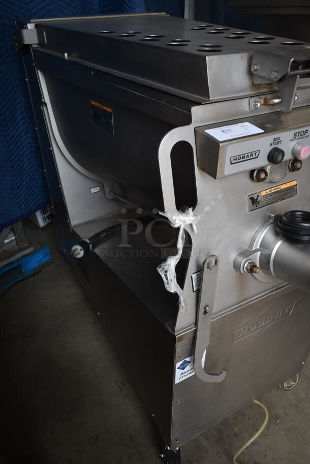 2014 Hobart MG2032 Metal Commercial Floor Style Electric Powered Meat Mixer Grinder w/ Foot Pedal on Commercial Casters. 208 Volts, 3 Phase. Tested and Working! - Image 7 of 9