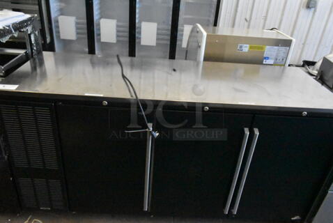 Perlick NS72 Metal Commercial 3 Door Back Bar Cooler on Commercial Casters. 115 Volts, 1 Phase. Tested and Powers On But Does Not Get Cold