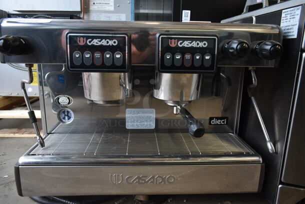 Casadio Stainless Steel Commercial Countertop 2 Group Espresso Machine w/ Portafilter and 2 Steam Wands. 208 Volts, 1 Phase.  - Image 8 of 9