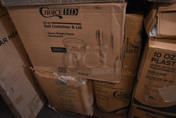 PALLET LOT of 27 BRAND NEW Boxes Including PP2464BDL Dart Presenta/Bowls Pro Vented Clear Square Lid, 128HD8COMBO ChoiceHD 8 oz. Microwavable Translucent Plastic Deli Container and Lid Combo Pack - 240/Case, 50012W Choice 12 oz. White Poly Paper Hot Cup - 1000/Case, 712USTPDSS Lavex Multiroll Toilet Tissue Dispenser, 966TALLFLDB Choice White Tall-Fold 6" x 13" Dispenser Napkin - 8000/Case, 500CC10 Choice 10 oz. Clear PET Plastic Cold Cup - 1000/Case, Ripple Wall Hot Cups, Choice 32 oz Deli Container and Lid, 347SLCF9 Visions Heavy Weight Clear Plastic Stemless Champagne Flute. 27 Times Your Bid! - Image 7 of 9