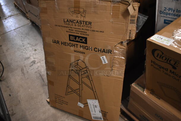 BRAND NEW SCRATCH AND DENT! Lancaster Table & Seating 164HIGHBKDBK Unassembled Standard Height Wooden High Chair with Black Finish - Image 3 of 3