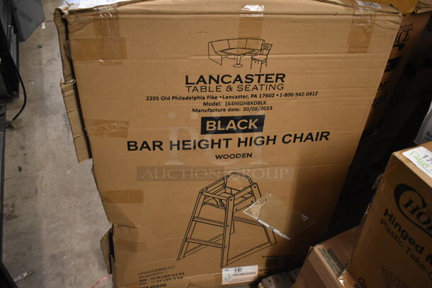 BRAND NEW SCRATCH AND DENT! Lancaster Table & Seating 164HIGHBKDBK Unassembled Standard Height Wooden High Chair with Black Finish - Image 3 of 3