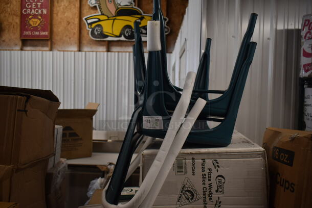 2 BRAND NEW SCRATCH AND DENT! Lancaster Table & Seating Blue Metal Tolix Style Dining Height Chair. 2 Times Your Bid! - Image 3 of 3