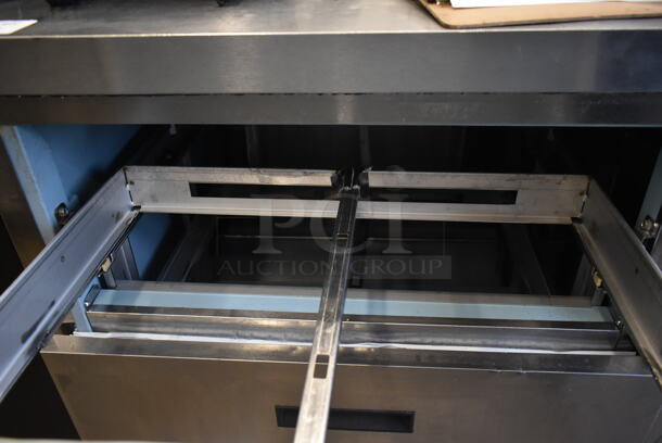 Delfield Stainless Steel Commercial Sandwich Salad Prep Table Bain Marie Mega Top w/ 4 Drawers. 115 Volts, 1 Phase. Tested and Powers On But Does Not Get Cold - Image 3 of 8
