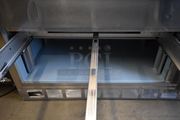 Delfield Stainless Steel Commercial Sandwich Salad Prep Table Bain Marie Mega Top w/ 4 Drawers. 115 Volts, 1 Phase. Tested and Powers On But Does Not Get Cold - Image 4 of 8
