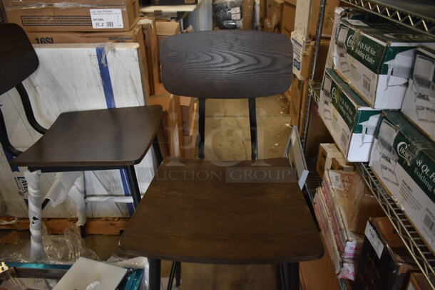 2 BRAND NEW SCRATCH AND DENT! Wood Pattern Bar Height Chair on Black Metal Legs. 2 Times Your Bid! - Image 6 of 6