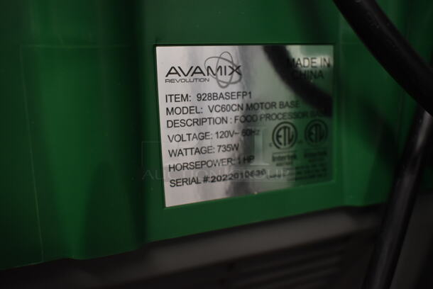BRAND NEW SCRATCH AND DENT! 2022 AvaMix Revolution VC60CN 928BASEFP1 Metal Commercial Motor Base with Pulse Button for 1 hp Food Processors. 120 Volts, 1 Phase.  - Image 4 of 4
