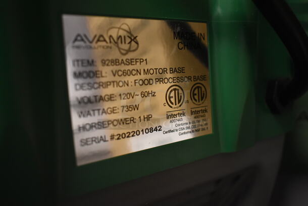 BRAND NEW SCRATCH AND DENT! 2022 AvaMix Revolution VC60CN 928BASEFP1 Metal Commercial Motor Base with Pulse Button for 1 hp Food Processors. 120 Volts, 1 Phase.  - Image 4 of 4