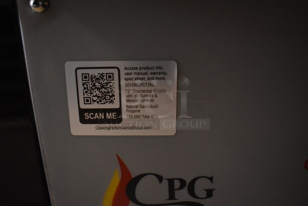 BRAND NEW SCRATCH AND DENT! Cooking Performance Group CPG 351GMCPG72NL Stainless Steel Commercial Countertop Natural Gas Powered Flat Top Griddle. 180,000 BTU.  - Image 9 of 9