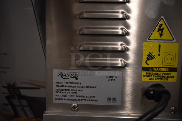 BRAND NEW SCRATCH AND DENT! Avantco 177EMBS65SS Metal Commercial Countertop Meat Saw. 120 Volts, 1 Phase. Tested and Working! - Image 5 of 5