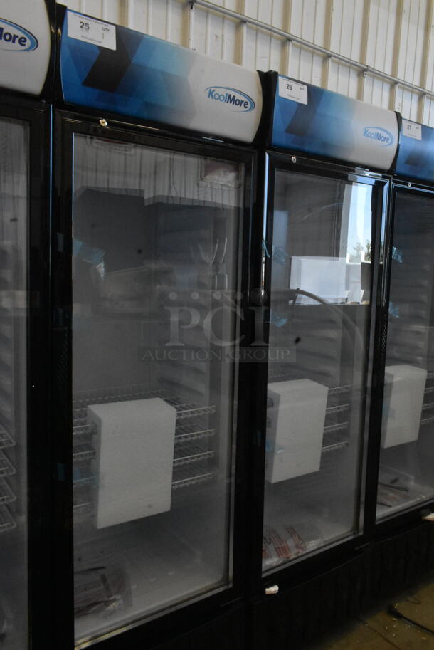 BRAND NEW SCRATCH AND DENT! KoolMore MDR-9CP Metal Commercial Single Door Reach In Cooler Merchandiser w/ Poly Coated Racks. 115 Volts, 1 Phase. Tested and Working! - Image 2 of 5