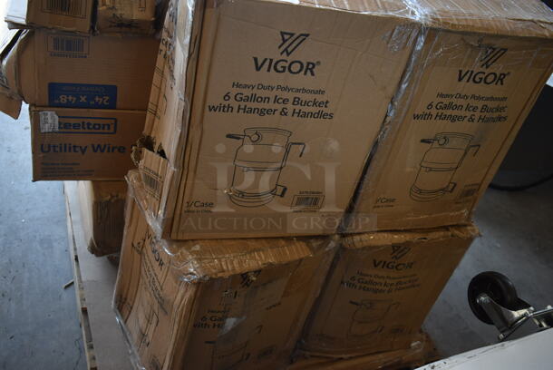 4 BRAND NEW SCRATCH AND DENT! Vigor 247ICEB6BH 6 Gallon Blue Polycarbonate Ice Tote with Lid and Hanger. 4 Times Your Bid! - Image 2 of 3