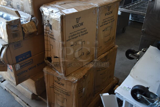 4 BRAND NEW SCRATCH AND DENT! Vigor 247ICEB6BH 6 Gallon Blue Polycarbonate Ice Tote with Lid and Hanger. 4 Times Your Bid! - Image 3 of 3