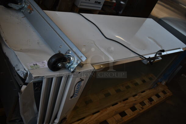 BRAND NEW SCRATCH AND DENT! 2024 Avantco 178GDC12FHCW Metal Commercial Single Door Reach In Cooler. Comes w/ 2 Commercial Casters. Dent on Bottom and Top Is Broken. 115 Volts, 1 Phase.  - Image 3 of 5