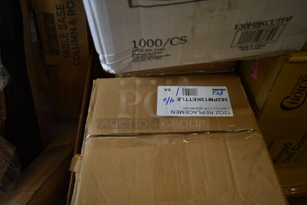 PALLET LOT of 22 BRAND NEW SCRATCH AND DENT! Boxes Including 50HT1 Dart 50HT1 5" x 5" x 3" White Foam Hinged Lid Container - 500/Case, 500CFT Lavex White C-Fold Standard Weight Towel - 2400/Case, 130HBKCUTFW Visions Individually Wrapped Black Heavy Weight Plastic Fork - 1000/Case, 127CH16S Choice 16 oz. Clear RPET Shallow Hinged Deli Container - 200/Case, 382PM13KETTLE Carnival King 12 oz. Kettle for PM1360, 127CH16S Choice 16 oz. Clear RPET Shallow Hinged Deli Container - 200/Case, Smooth Double Wall Hot Cups, Choice #4 Paper Food Containers, 472WC100T Buckeye 6 Liter Class K Wet Chemical Fire Extinguisher Tagged - Rechargeable UL Rating 1A:K, 130WKFSNSPH Visions Individually Wrapped Heavy Weight White Plastic Cutlery Pack with Napkin and Salt and Pepper Packets - 500/Case, 500CC16 Choice Clear PET Customizable Plastic Cold Cup - 16 oz. - 1000/Case, 129MCR24B Choice 24 oz. Black Round Microwavable Heavy Weight Container with Lid 7 1/4" - 150/Case.. 22 Times Your Bid! - Image 5 of 12